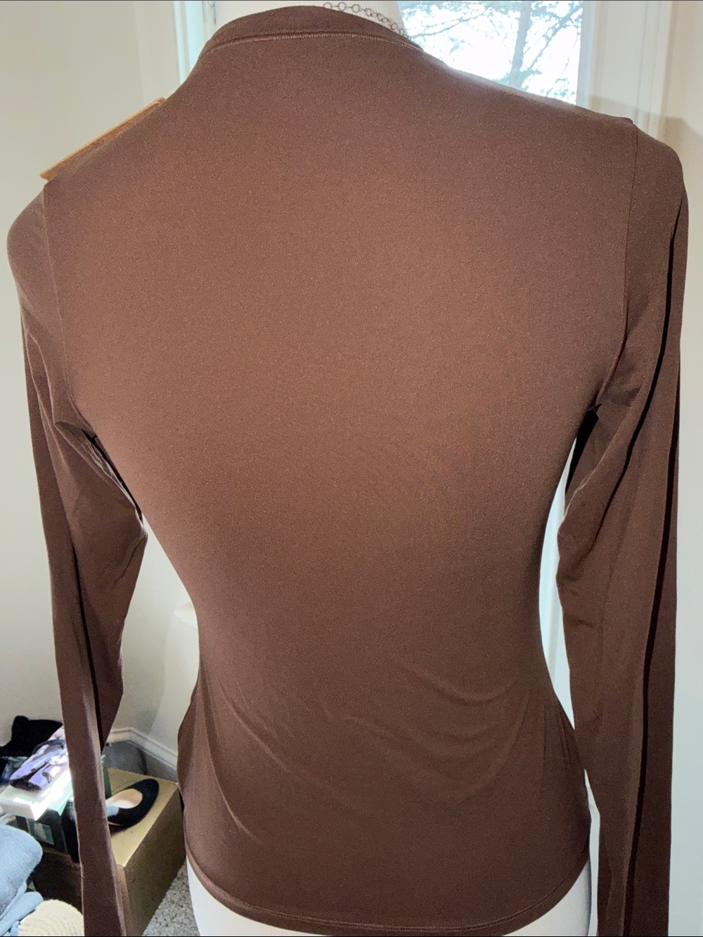 NWT SKIMS Fits Everybody Cocoa Long-Sleeve Crewneck Women's Top, Large - Picture 6 of 7